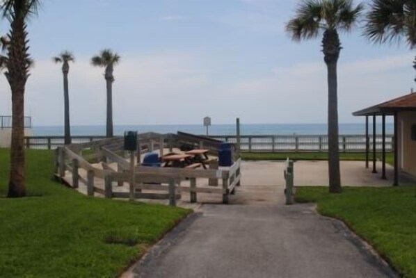 Enjoy outdoor dining and socializing on the deck with picnic tables and a barbecue grill.
