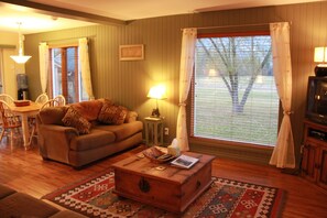 Smart TV, DVD player, books, music library