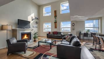 TV, fireplace, offices