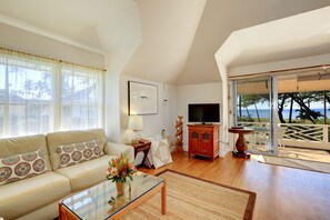 TV, DVD player, books, stereo