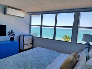 1 bedroom, desk, iron/ironing board, travel cot
