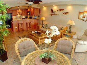 TV, DVD player, table football, ping pong