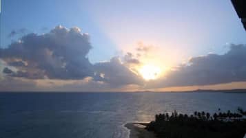 On the beach, sun-loungers, beach towels