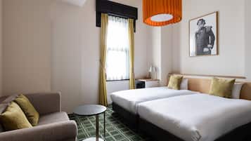 Down comforters, blackout drapes, iron/ironing board, free WiFi