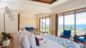 Family Villa, 2 Bedrooms, Ocean View | Premium bedding, in-room safe, desk, iron/ironing board
