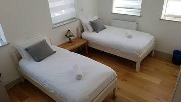 Chambre avec lits jumeaux, salle de bains attenante