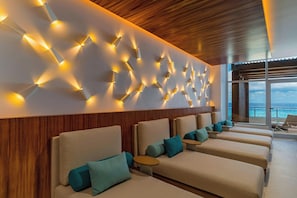Outdoor treatment area, sauna, steam room, body treatments, body wraps