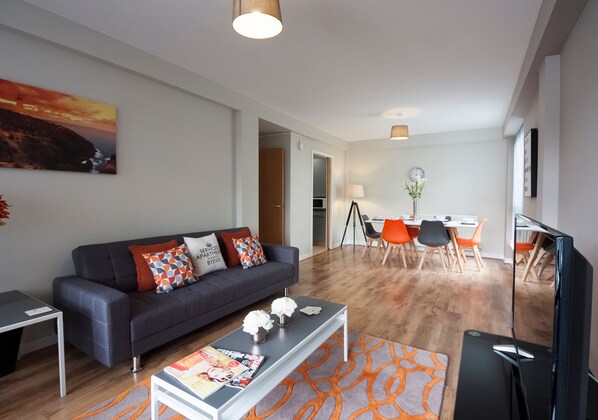 Apartment, 2 Bedrooms | Living area | 42-inch flat-screen TV with digital channels, TV, Netflix