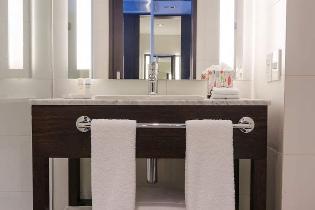 shower, free toiletries, towels