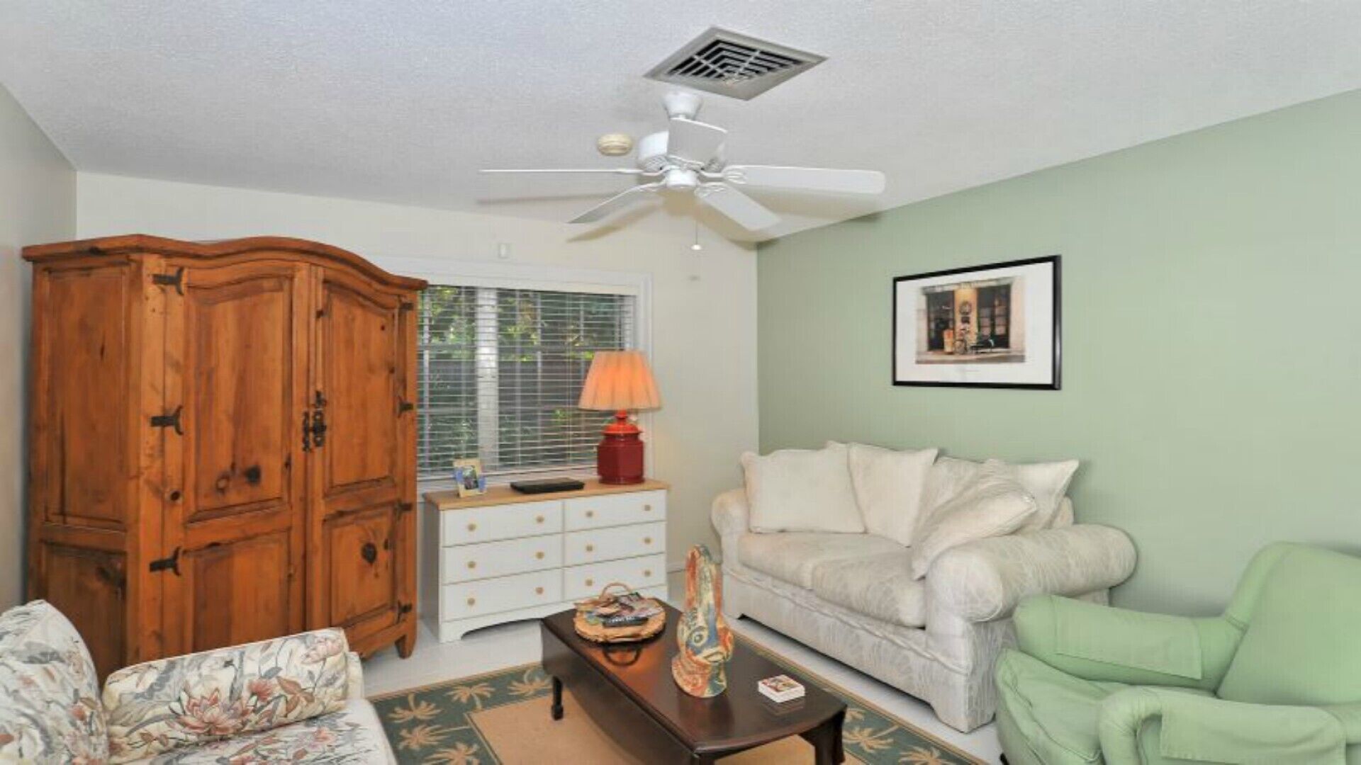 TV, music library, stereo