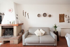 Televisión, chimenea, mesa de ping pong, libros