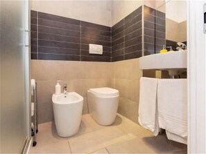 Regadera, secadora de cabello, bidet, toallas 