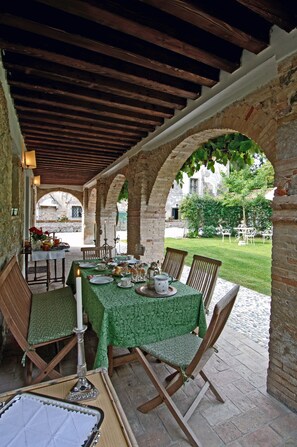 Arched portico on garden side