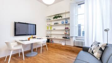 TV, DVD player, books