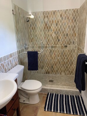 Ensemble douche/baignoire, serviettes fournies