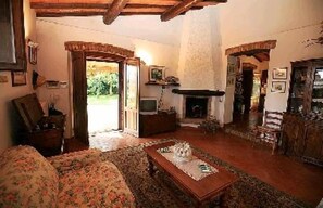 Smart TV, chimenea, reproductor de DVD y estéreo 