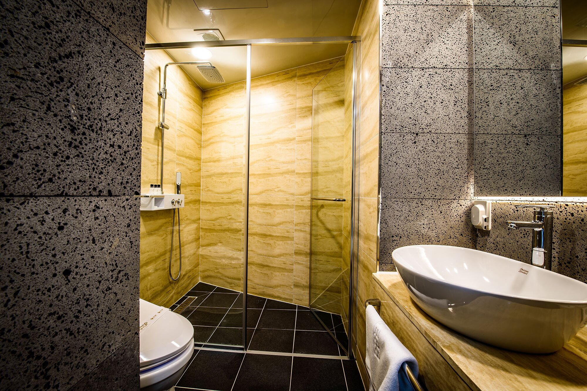 shower, hair dryer, bathrobes, bidet