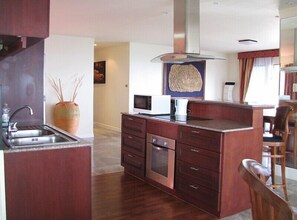 Fridge, microwave, oven, stovetop - 4-star - Panoramic 180 degree sea view Condominium (250 Moo 2, Sakpong District, Mae Phim Cape)