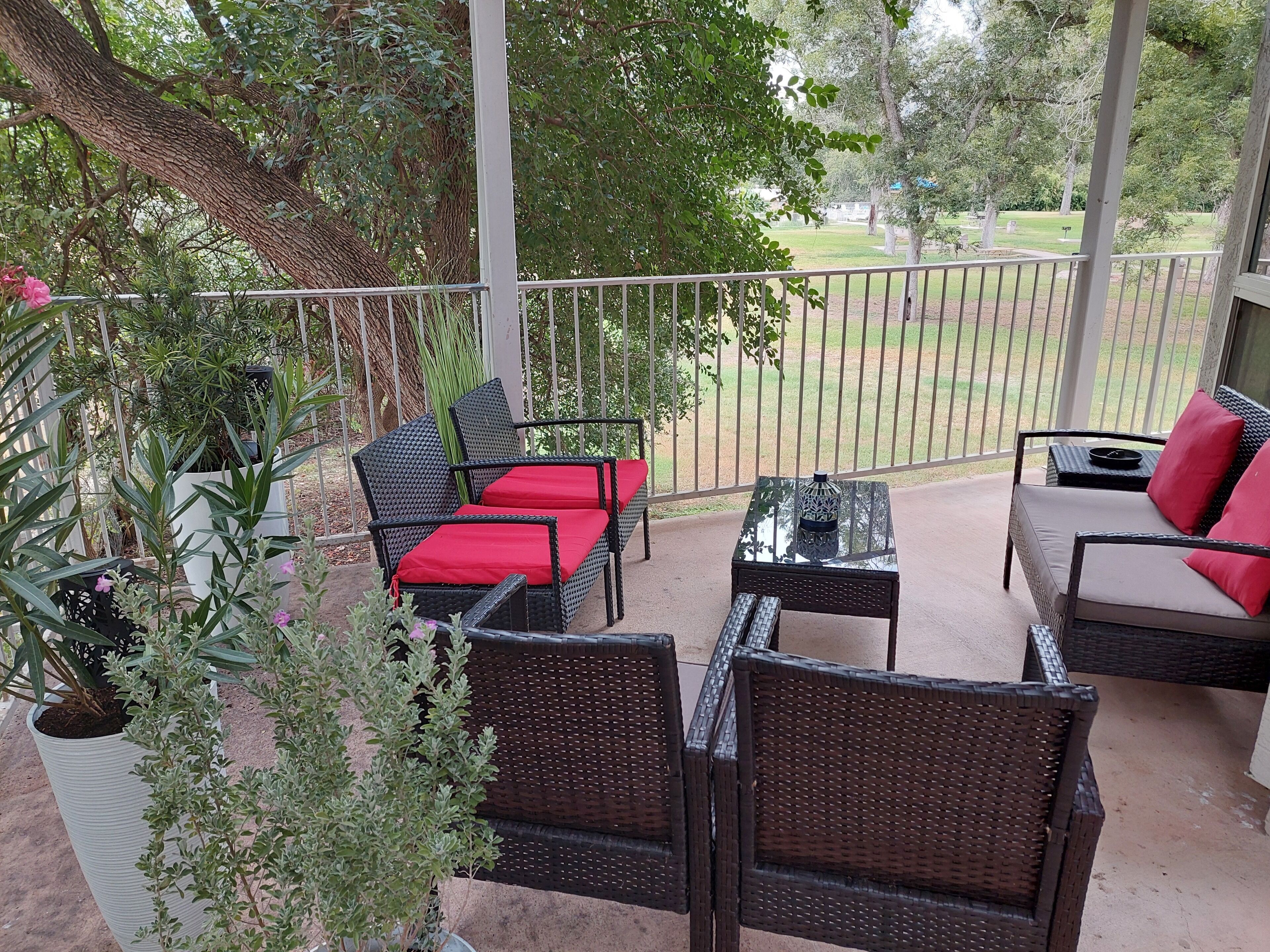 Enjoy some shade, privacy , and a beautiful view of the wildlife and pool