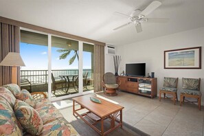 Smart TV, books, music library, stereo