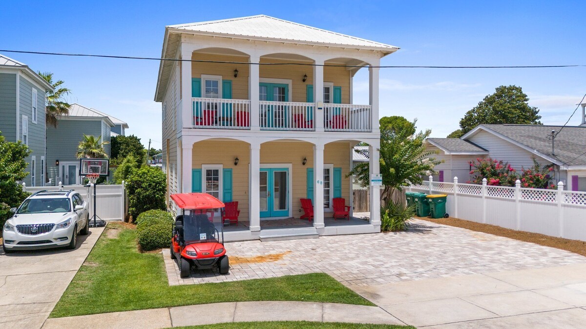 Luxury Home w/ Pool, Game Room, & Golf Cart – Steps to Beach!