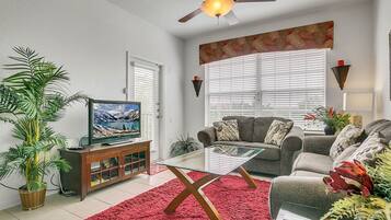 Smart TV, video games, DVD player, foosball