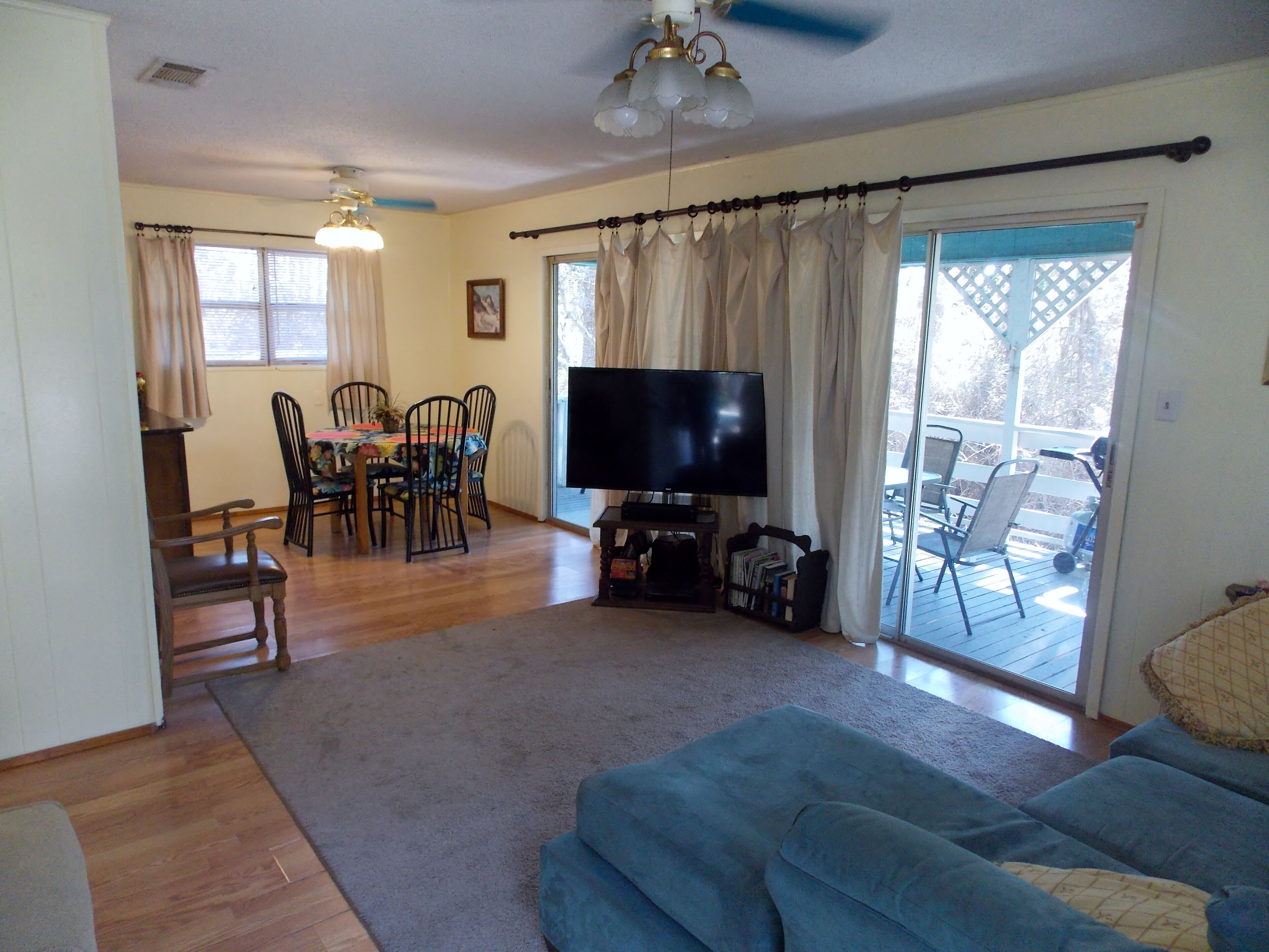 TV, DVD player, books, video library