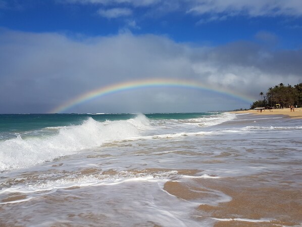 Beach nearby, sun loungers, beach towels