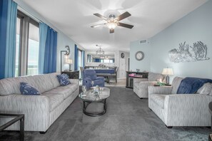 Smart TV, fireplace, DVD player, books
