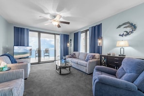 Smart TV, fireplace, DVD player, books
