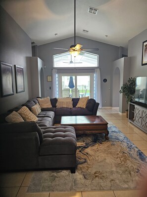 TV, DVD player, stereo