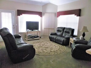 Smart TV, DVD player, books, video library