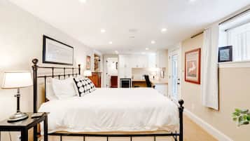 1 bedroom, desk, iron/ironing board, travel cot