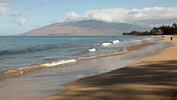 Beach nearby, sun loungers, beach towels
