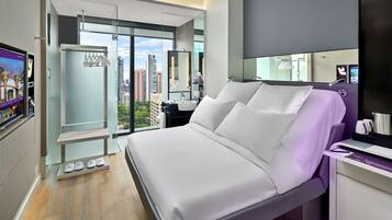 Premium bedding, in-room safe, blackout curtains, soundproofing