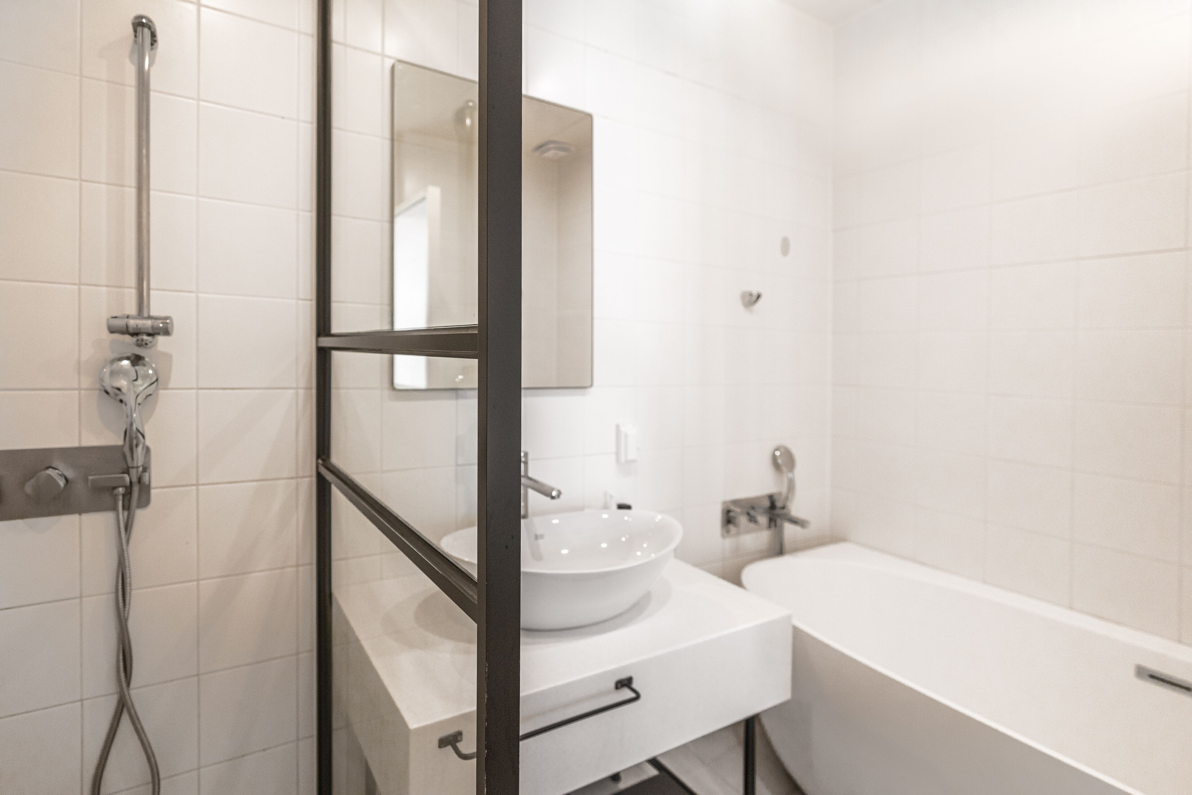 separate bathtub and shower, free toiletries, hair dryer, slippers