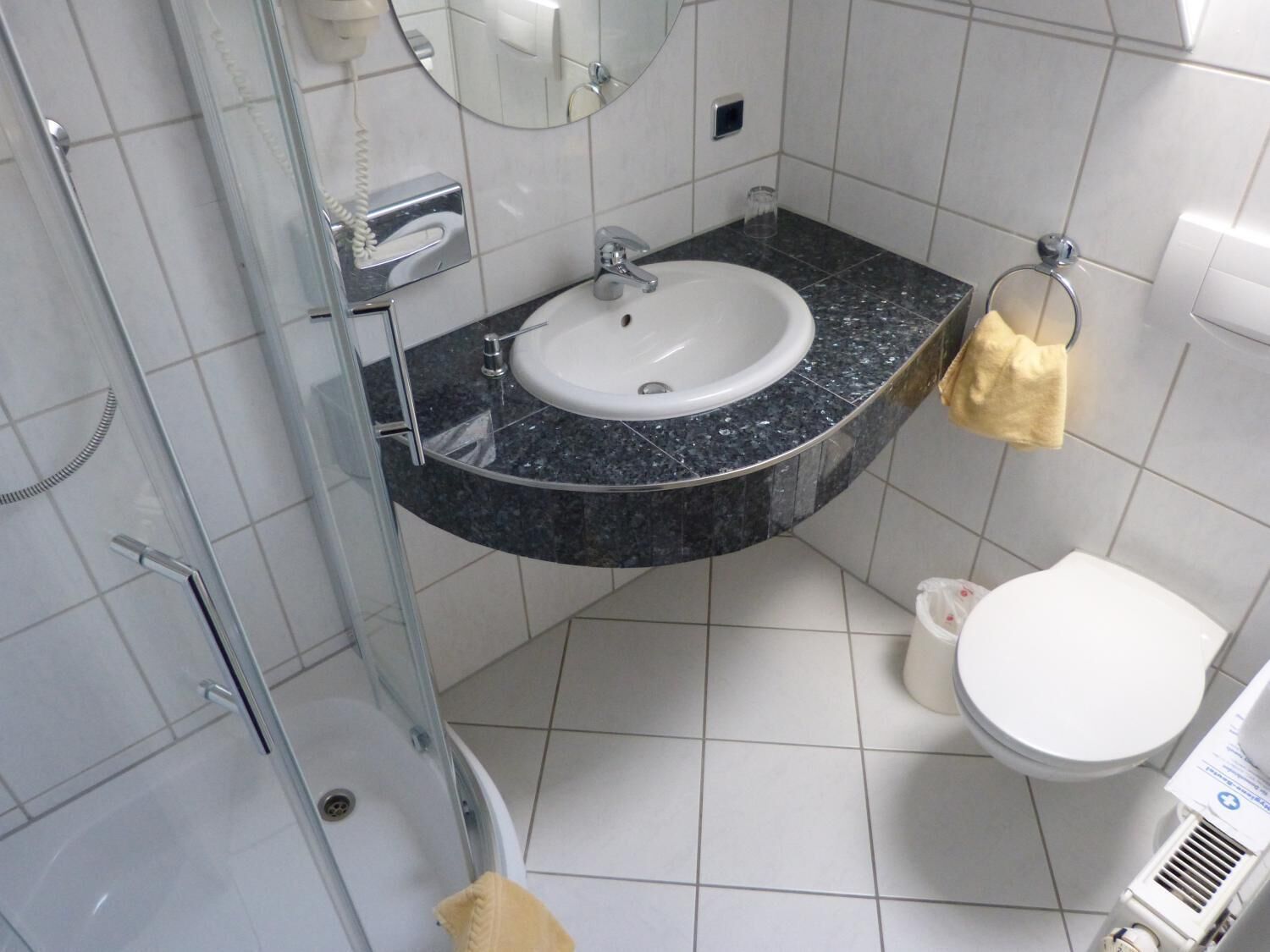 free toiletries, hair dryer, towels