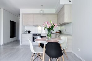 Apartemen Deluks, 1 kamar tidur (Sadowa) | Dapur pribadi | Lemari es besar, kompor, dan mesin pencuci piring