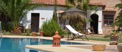 Outdoor pool, pool loungers