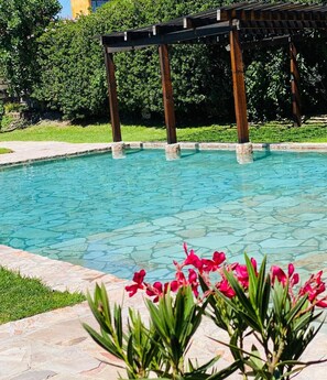 Outdoor pool, open 9:00 AM to 8:00 PM, pool umbrellas - Hacienda San Patricio (San Miguel de Allende)