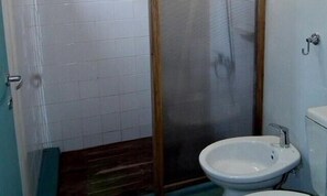 Shower, free toiletries, hair dryer, bidet