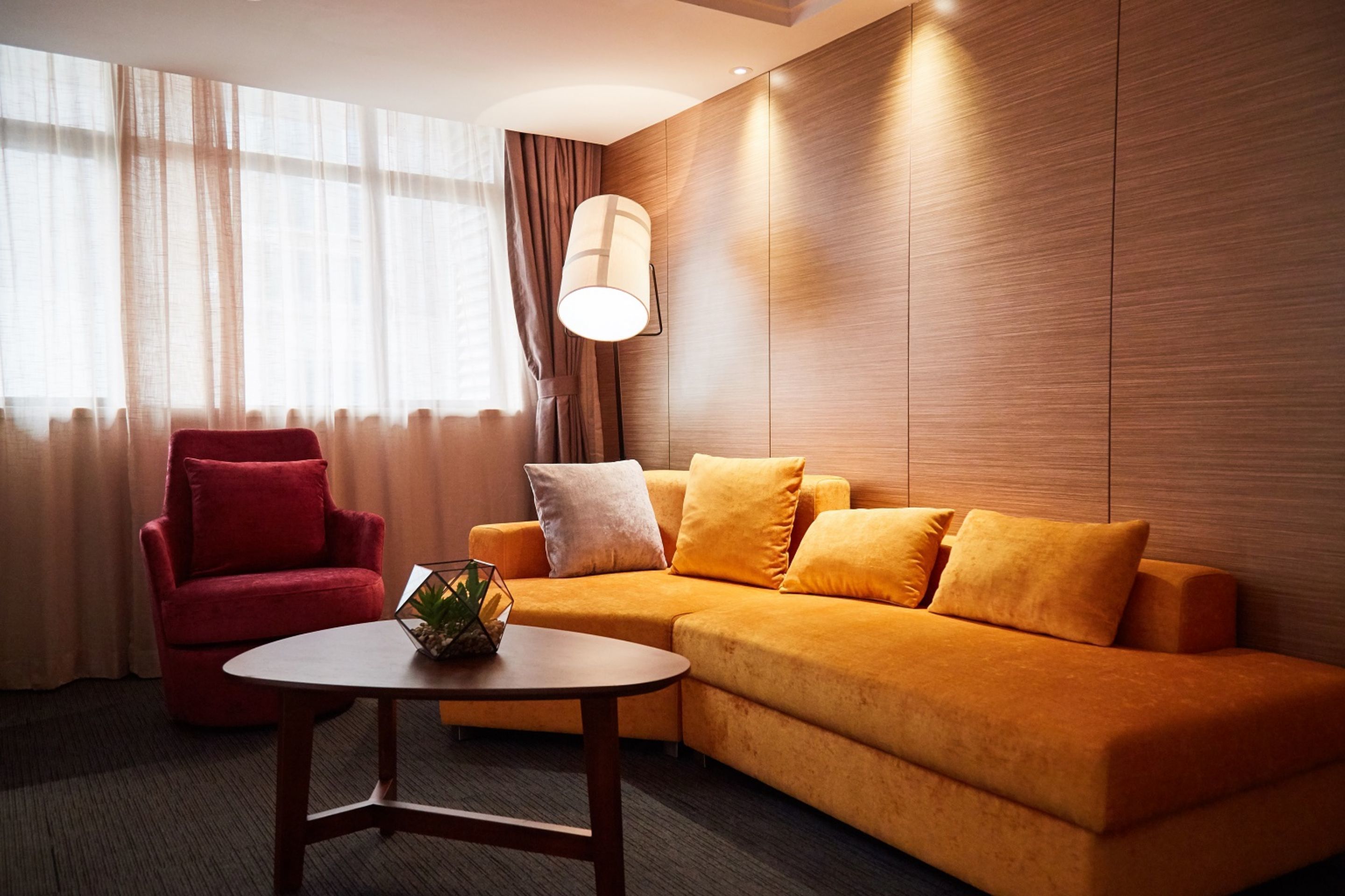 luxury suite, 1 king bed | living room | lcd tv