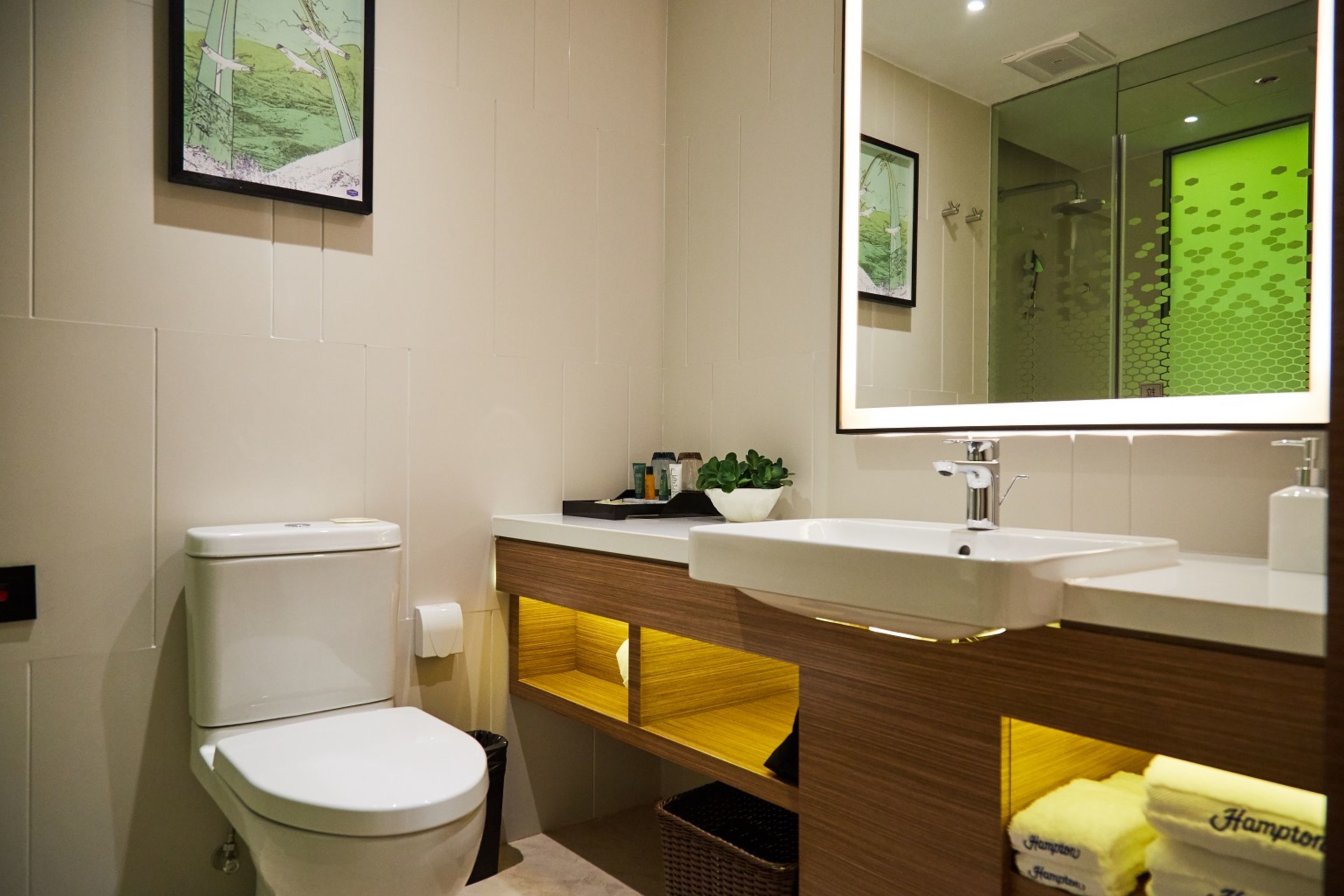 comfort twin room | bathroom | shower, free toiletries, hair dryer, slippers