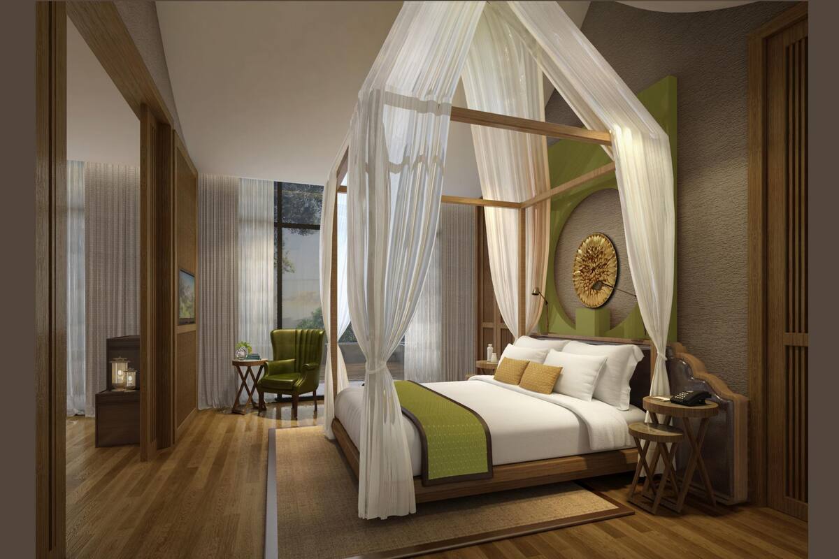 Kahden hengen huone, parveke | Minibaari, tallelokero huoneessa, työpöytä, pimennysverhot