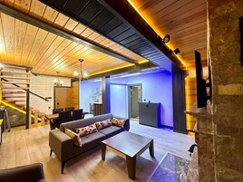 LCD TV, heated floors