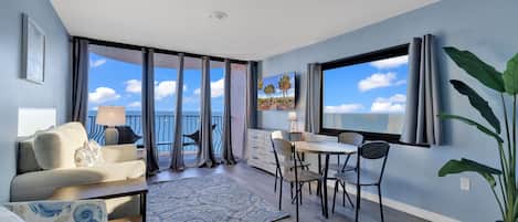 Classic Condo, 1 Bedroom, Balcony, Ocean View | Living room | 50-inch flat-screen TV with cable channels, TV