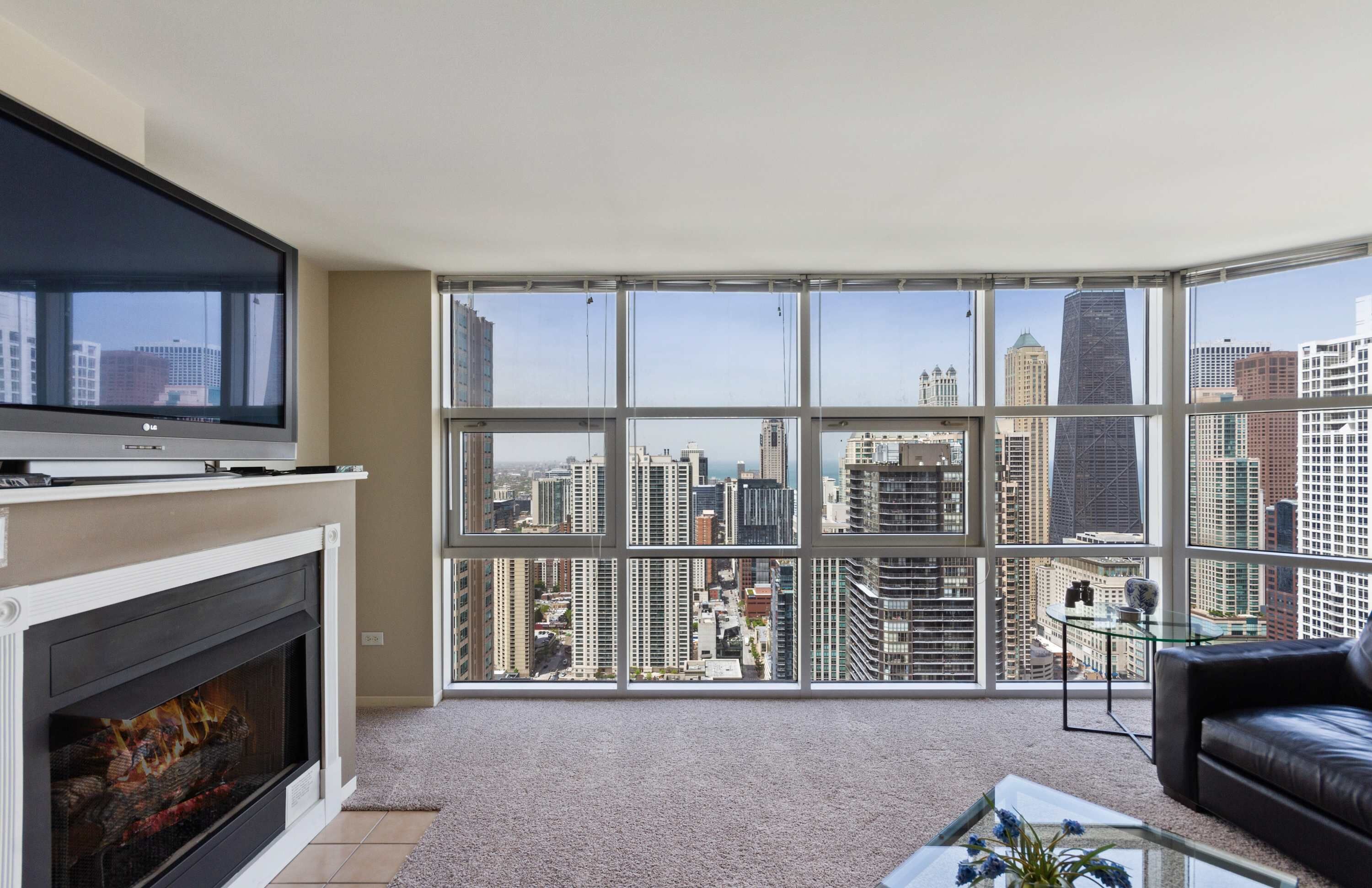 TV, fireplace, offices