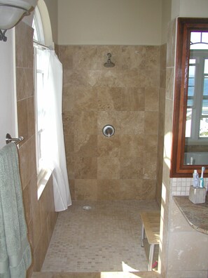 Ensemble baignoire-douche, séchoir à cheveux, serviettes fournies, savon