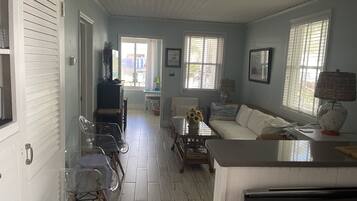 智能電視、壁爐、DVD 播放機、書籍