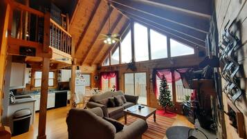 Flachbildfernseher, Kamin, DVD-Player, Bücher